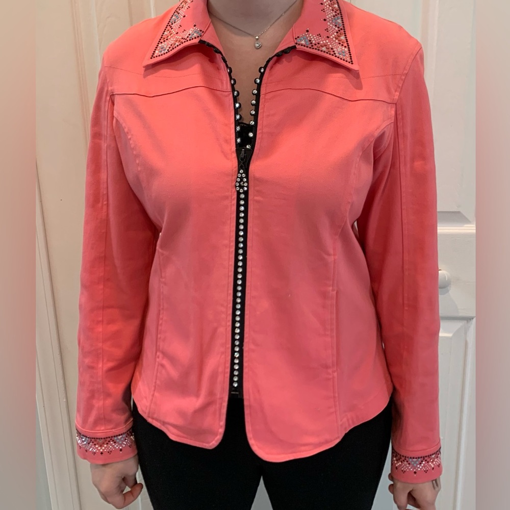 Christine Alexander Coral Beaded Jacket size L